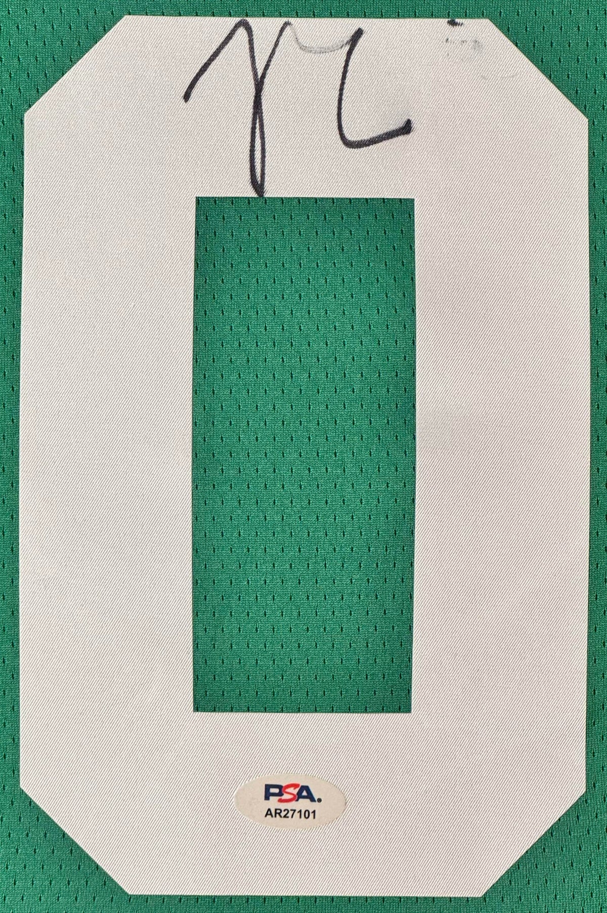 Jayson Tatum Signed Boston Celtics Nike Jersey Framed PSA COA - Close up of Number