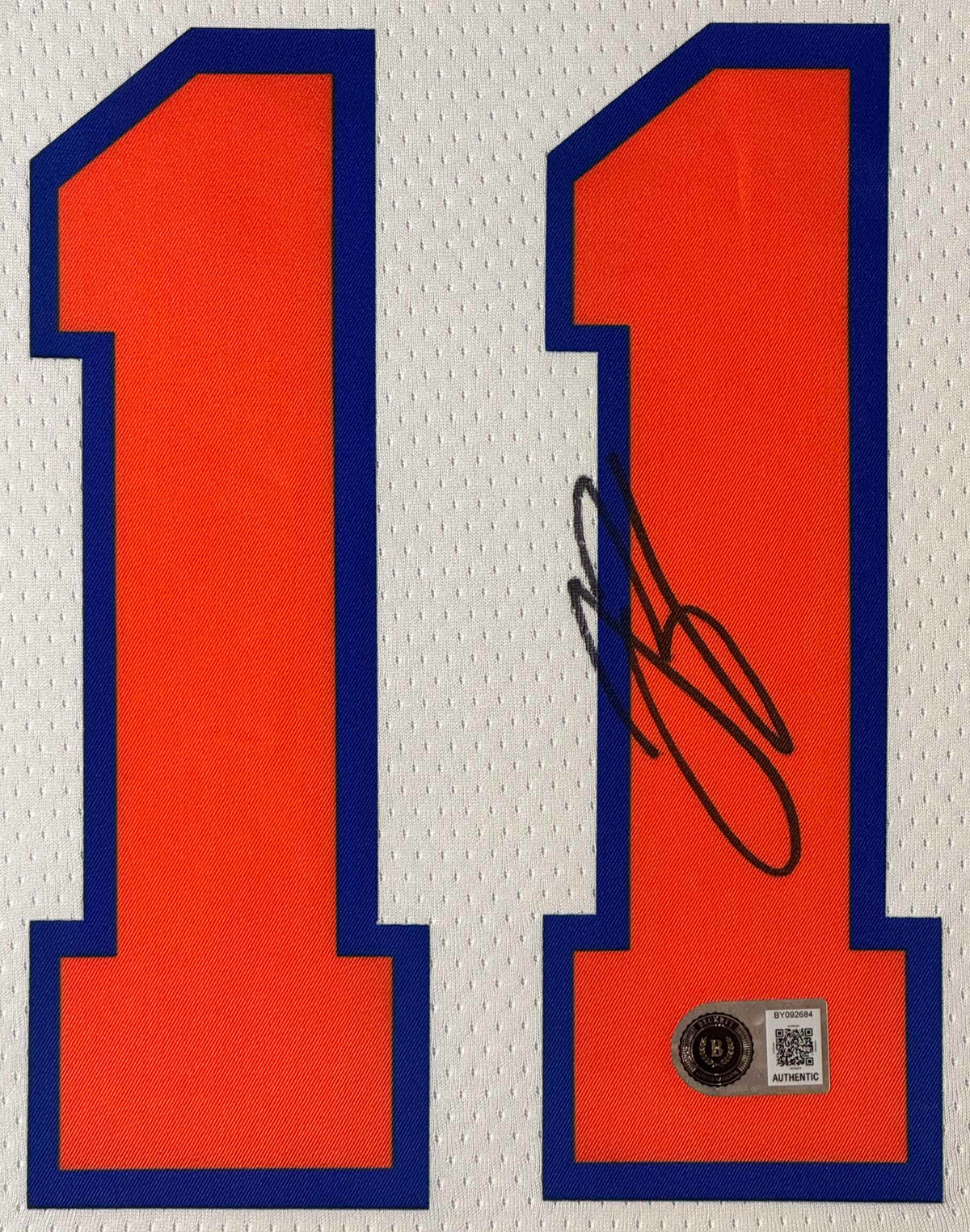 Jalen Brunson Signed New York Knicks Nike Jersey Framed Beckett COA - Close up of Number