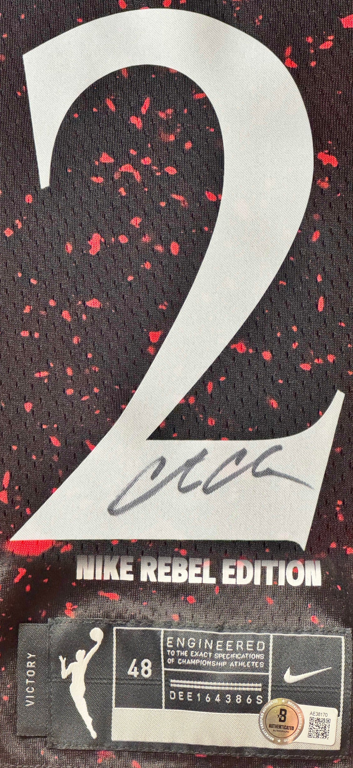 Caitlin Clark Signed Indiana Fever Nike Jersey Framed Beckett COA - Close up of Number