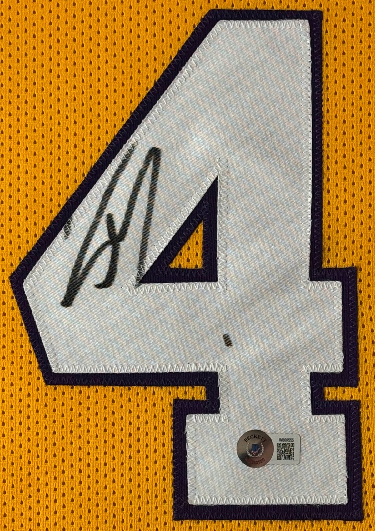 Shaquille O'Neal Signed Los Angeles Lakers Jersey Framed Beckett COA - Close up of Number