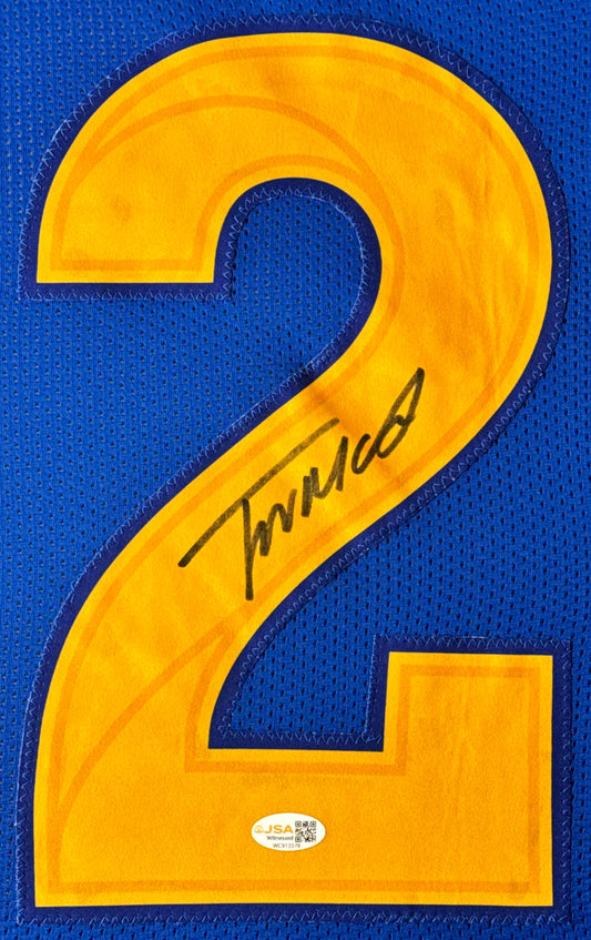 Trent McDuffie Signed Los Angeles Rams Jersey Framed JSA COA - Close up of Number