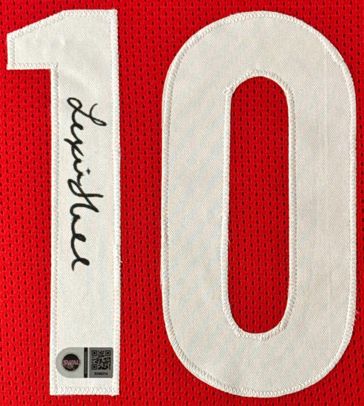 Lexie Hull Signed Indiana Fever Jersey Framed SWAU COA - Close up of Number