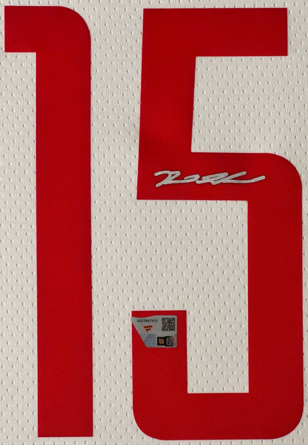 Reed Sheppard Signed Houston Rockets Nike Jersey Framed Fanatics COA - Close up of Number