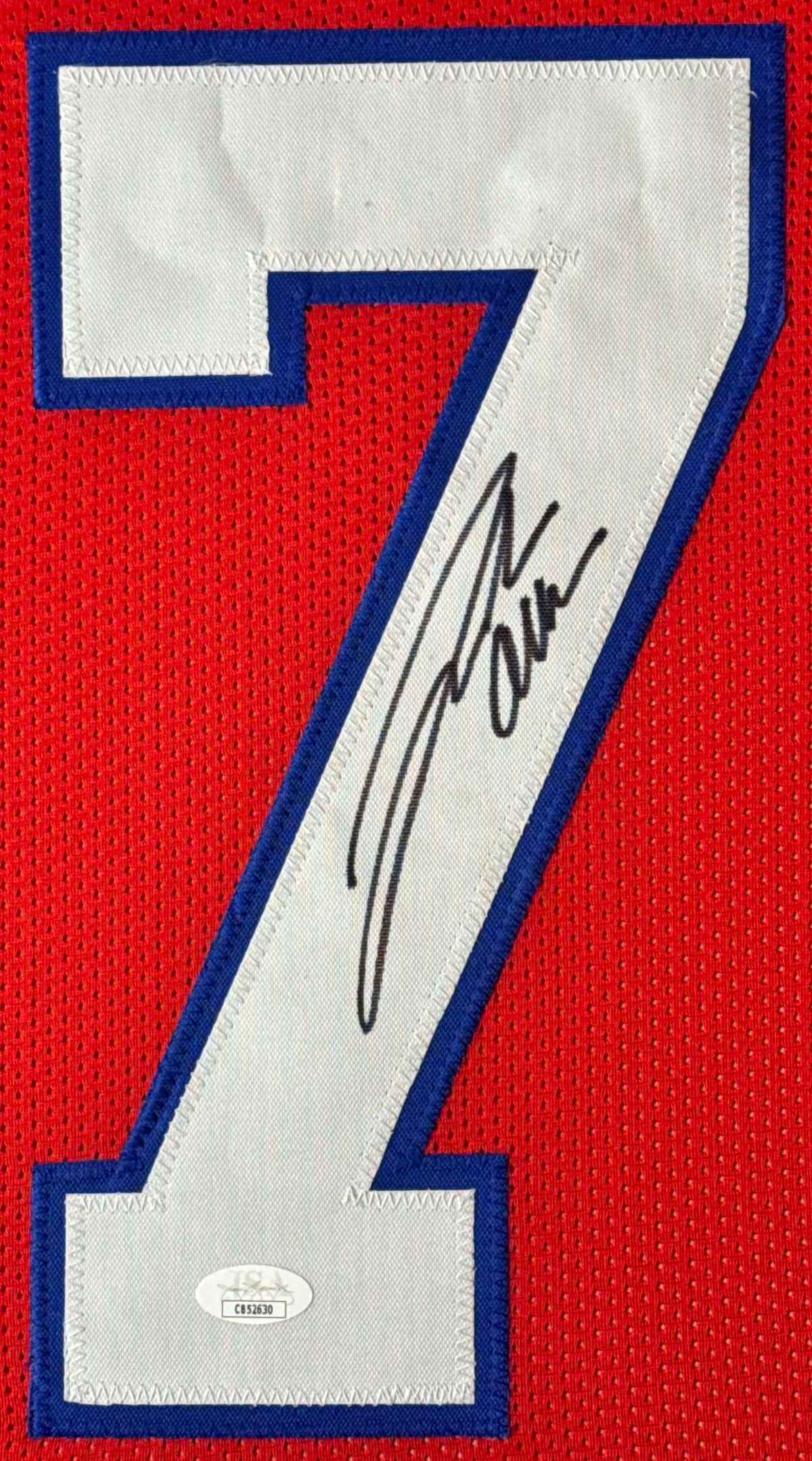 Josh Allen Signed Buffalo Bills Jersey Framed JSA COA - Close up of Number