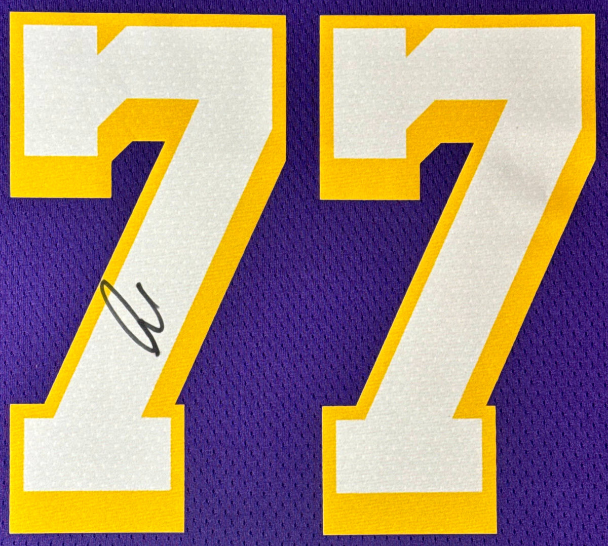 Luka Doncic Signed Los Angeles Lakers Nike Jersey Framed JSA LOA & COA - Close up of Number