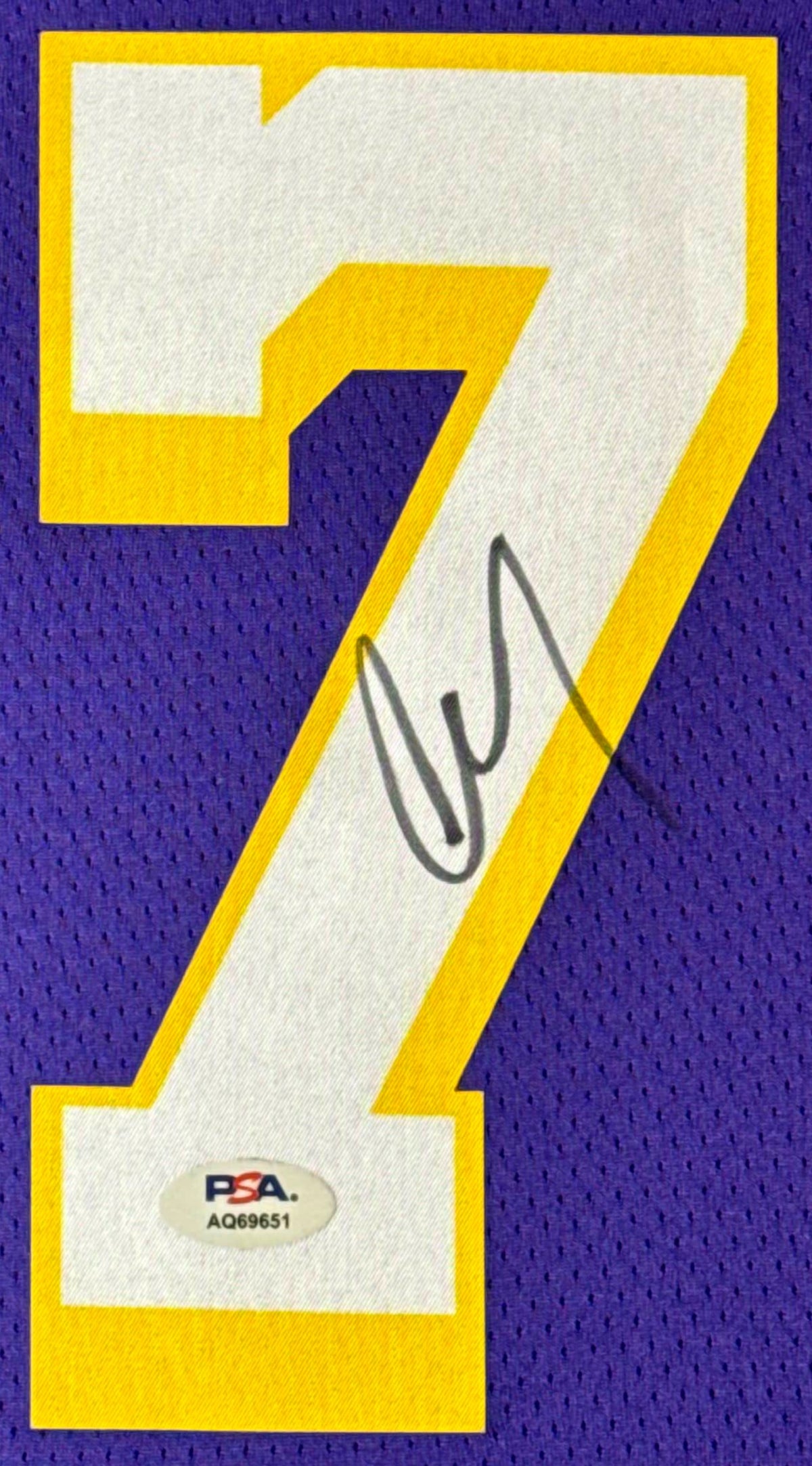 Luka Doncic Signed Los Angeles Lakers Nike Jersey Framed PSA COA - Close up of Number