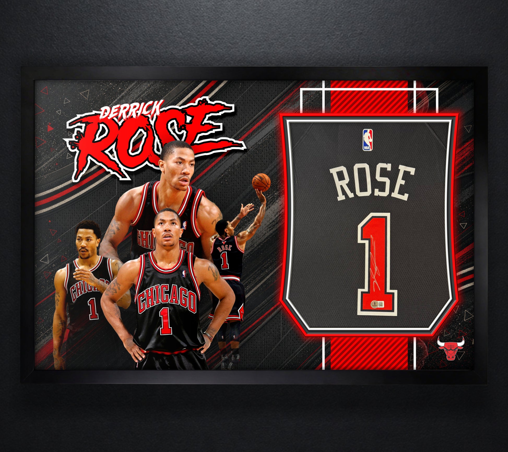 Derrick Rose Signed Chicago Bulls Nike Jersey Framed Beckett COA - Photo of frame