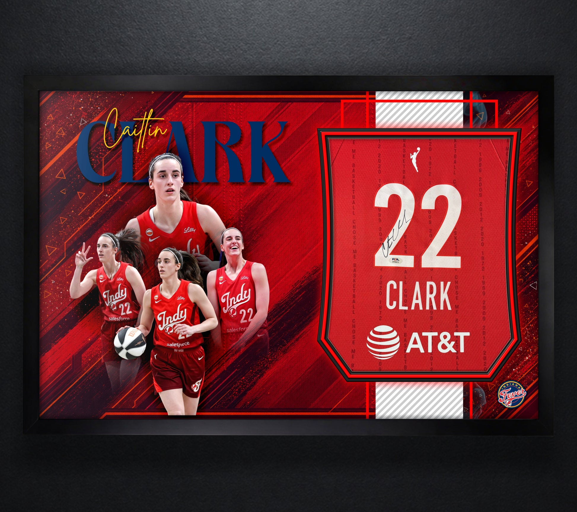 Caitlin Clark Signed Indiana Fever Nike Jersey Framed PSA COA - Photo of frame