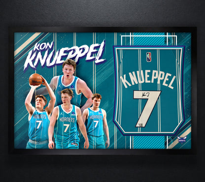 Kon Knueppel Signed Charlotte Hornets Nike Jersey Framed Fanatics COA - Photo of frame