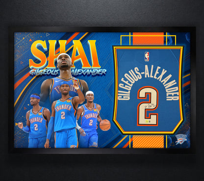 Shai Gilgeous-Alexander Signed Oklahoma City Thunder Nike Jersey Framed Beckett COA - Photo of frame