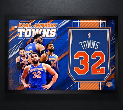 Karl-Anthony Towns Signed New York Knicks Nike Jersey Framed PSA COA - Photo of frame