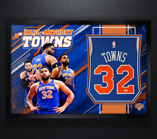 Karl-Anthony Towns Signed New York Knicks Nike Jersey Framed PSA COA - Photo of frame