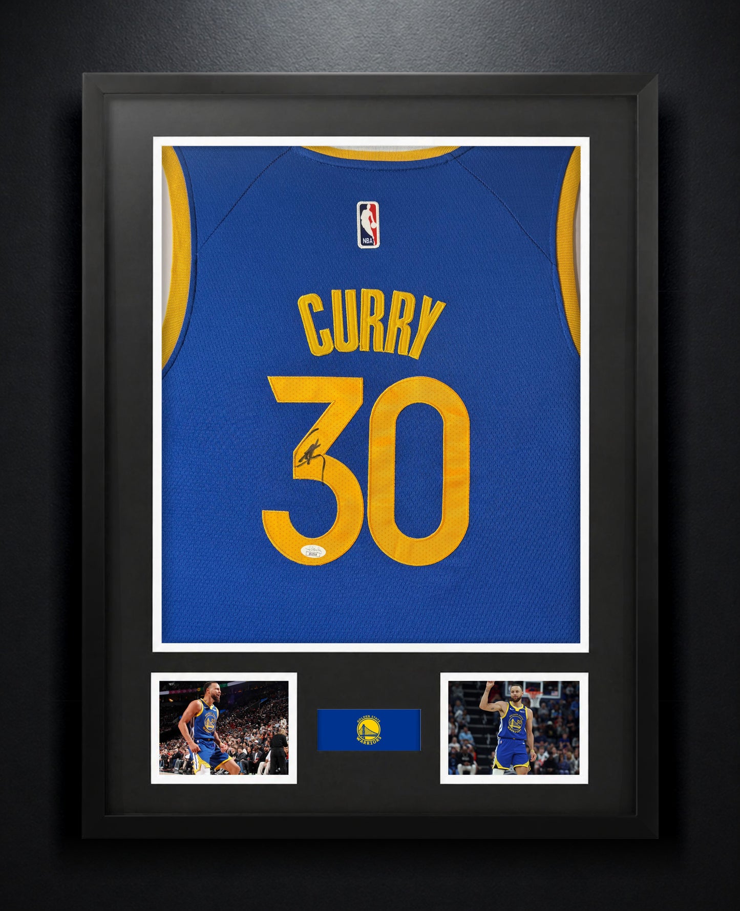 Stephen Curry Signed Golden State Warriors Jersey Framed JSA LOA & COA - Photo of frame