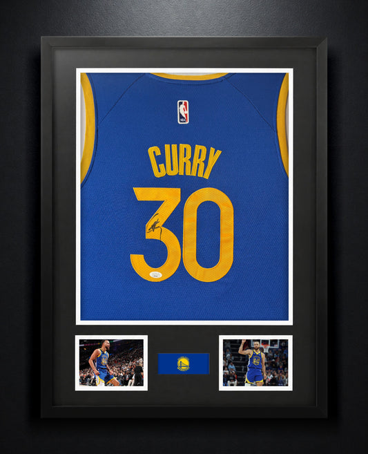 Stephen Curry Signed Golden State Warriors Jersey Framed JSA LOA & COA - Photo of frame