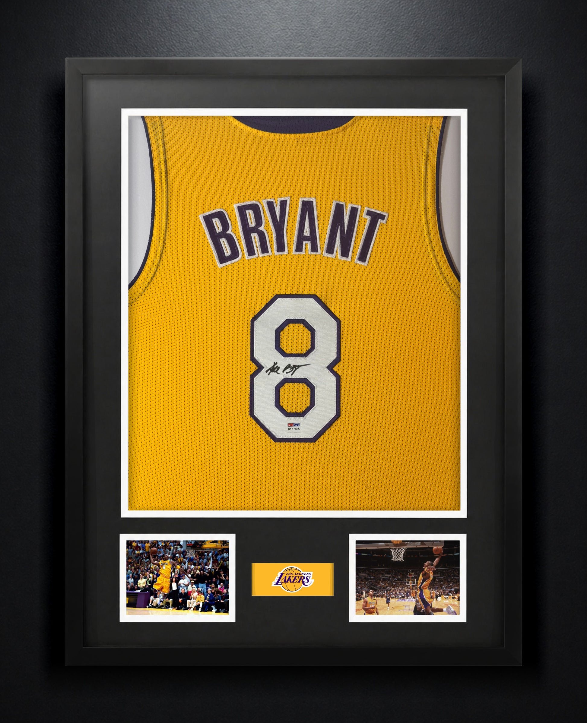 Kobe Bryant Signed Los Angeles Lakers Jersey Framed PSA COA & GRAD LOA - Photo of frame
