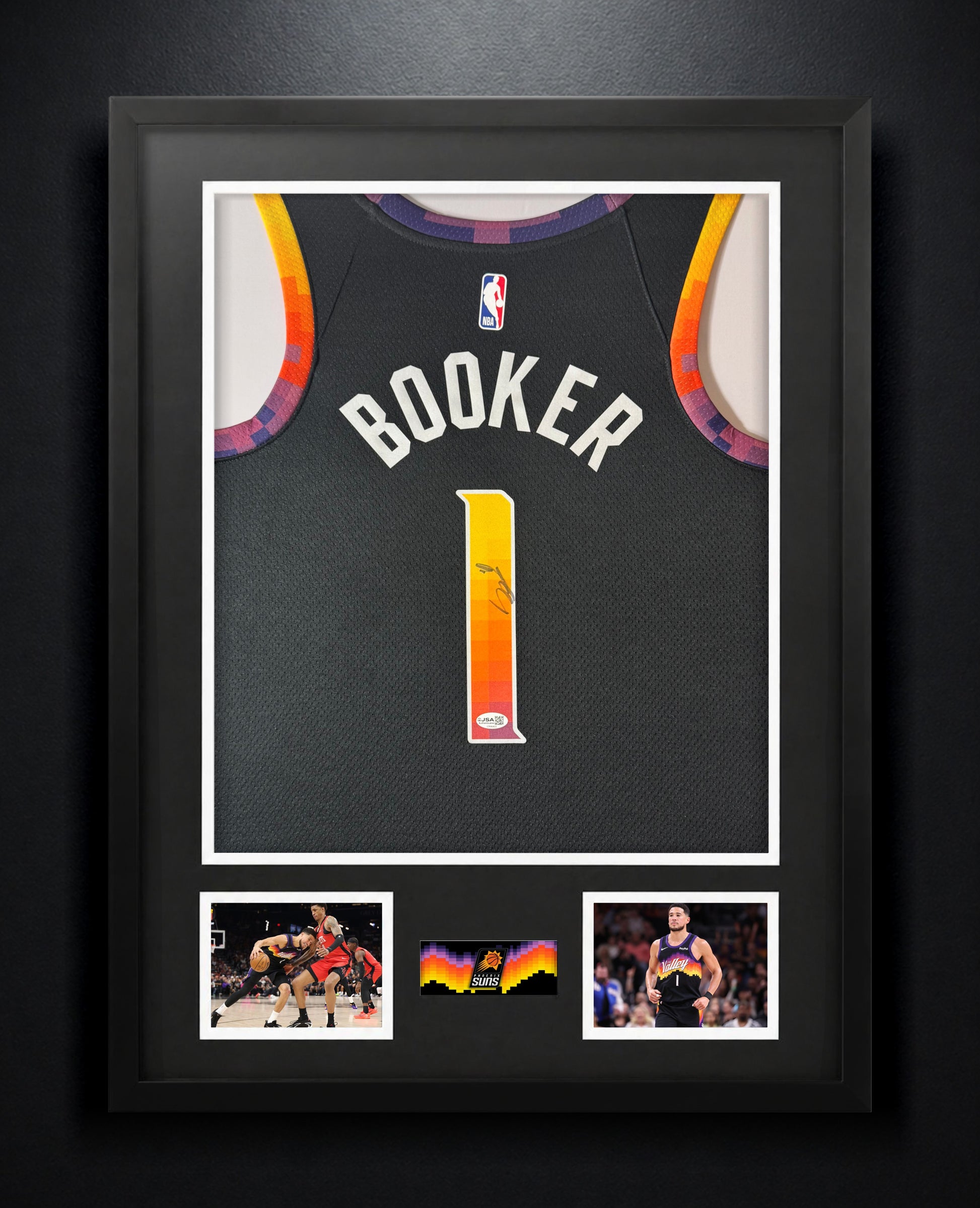 Devin Booker Signed Phoenix Suns Nike Jersey Framed JSA COA - Photo of frame