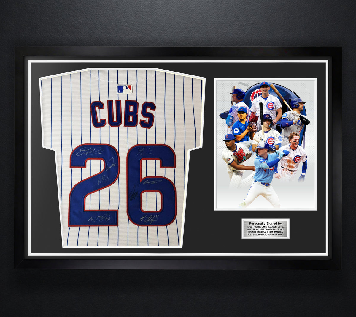 Cubs 2026 Team Signed Chicago Cubs Nike Jersey Framed PSA LOA & COA - Photo of frame