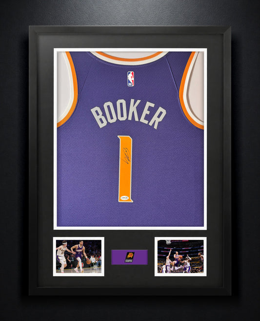Devin Booker Signed Phoenix Suns Nike Jersey Framed JSA COA - Photo of frame