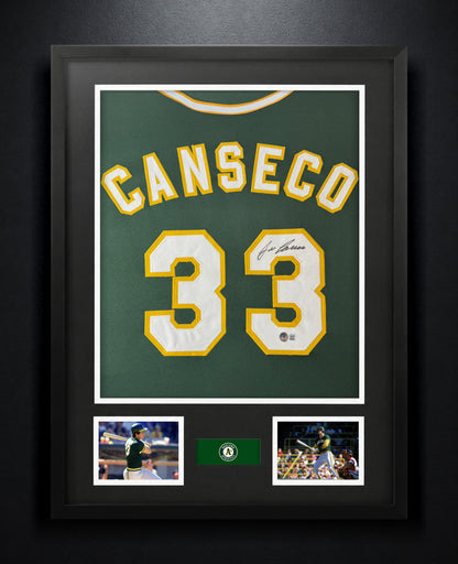 Jose Canseco Signed Oakland Athletics Jersey Framed Beckett COA - Photo of frame