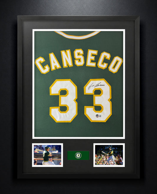 Jose Canseco Signed Oakland Athletics Jersey Framed Beckett COA - Photo of frame