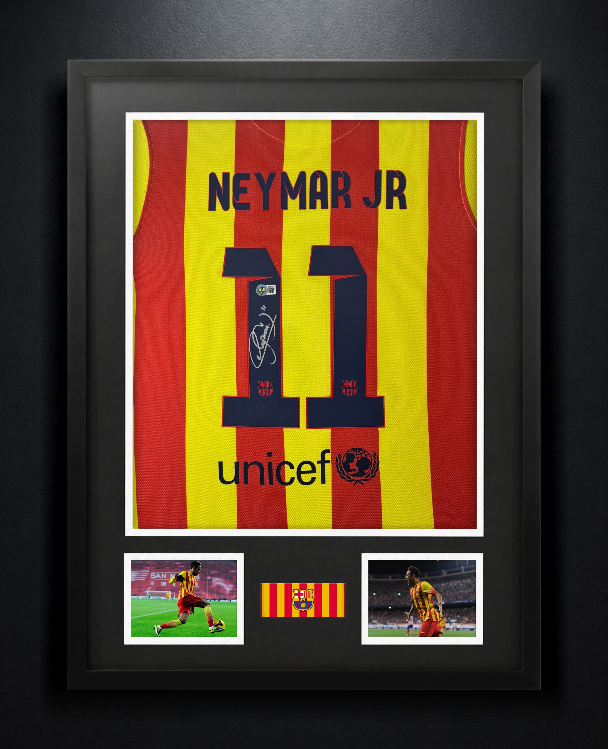 Neymar Jr Signed FC Barcelona Jersey Framed Beckett COA - Photo of frame