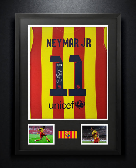 Neymar Jr Signed FC Barcelona Jersey Framed Beckett COA - Photo of frame