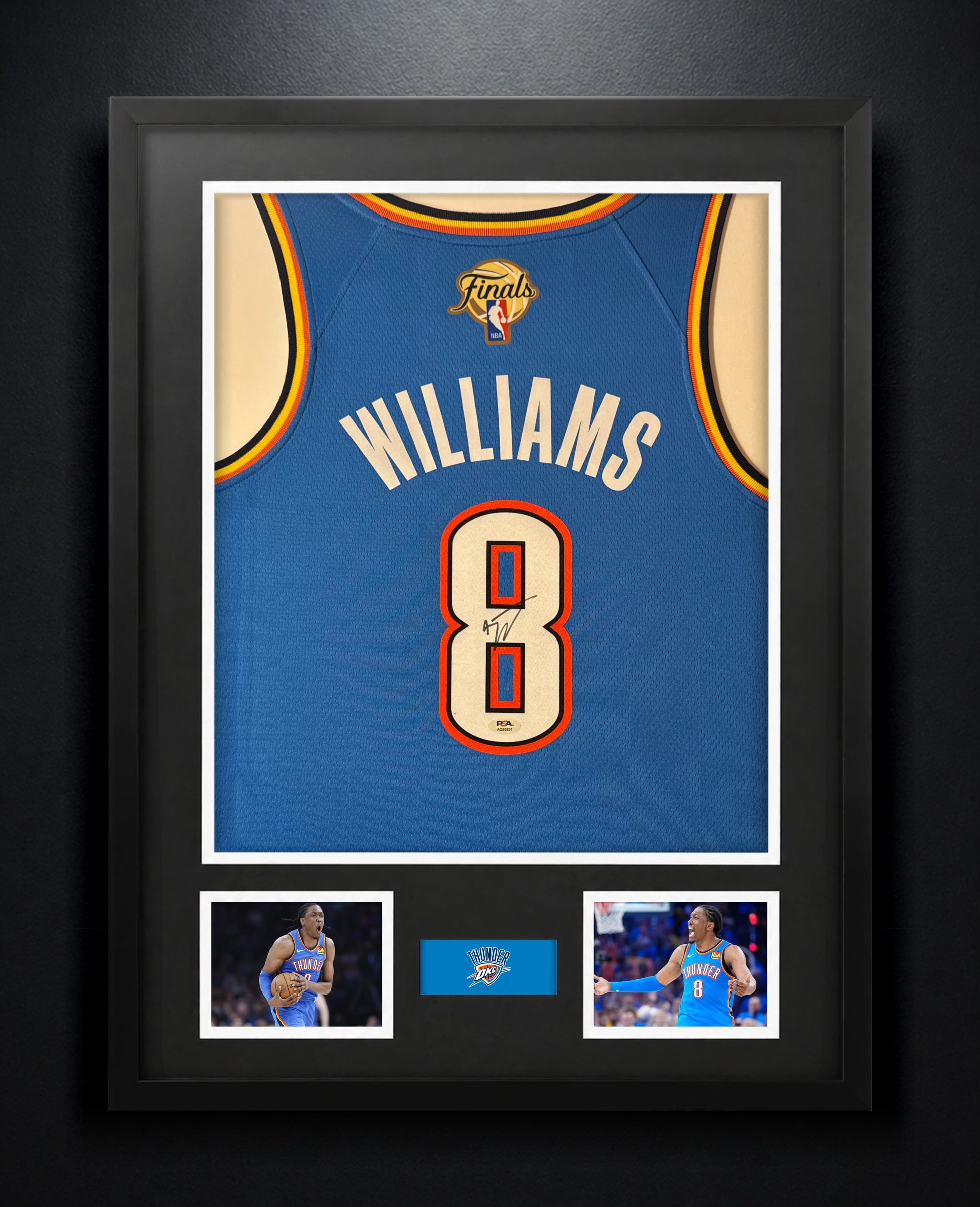Jalen Williams Signed Oklahoma City Thunder Nike Jersey Framed PSA COA - Photo of frame