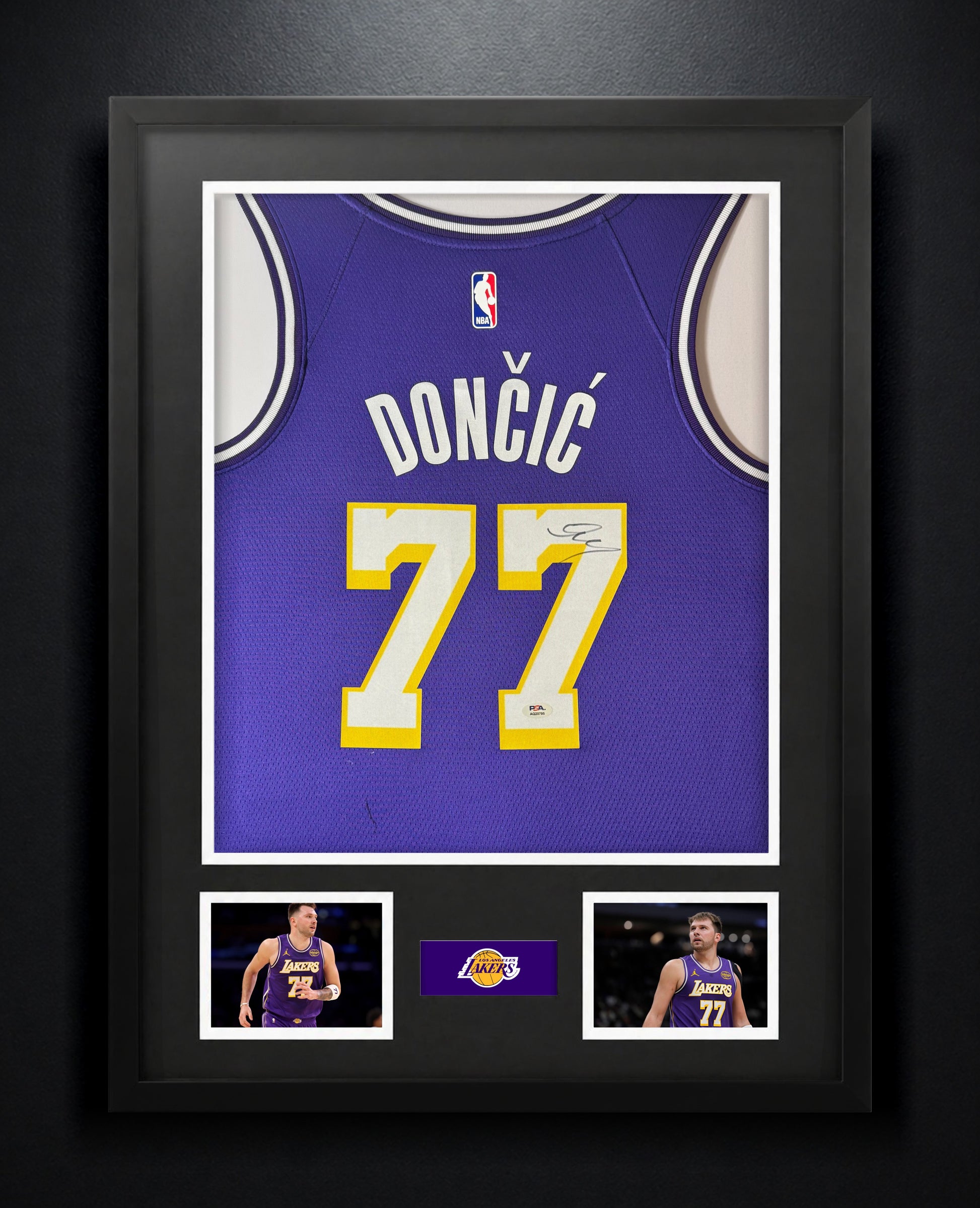 Luka Doncic Signed Los Angeles Lakers Nike Jersey Framed PSA COA - Photo of frame