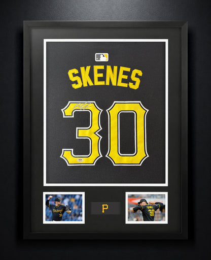 Paul Skenes Signed Pittsburgh Pirates Nike Jersey Framed PSA COA - Photo of frame