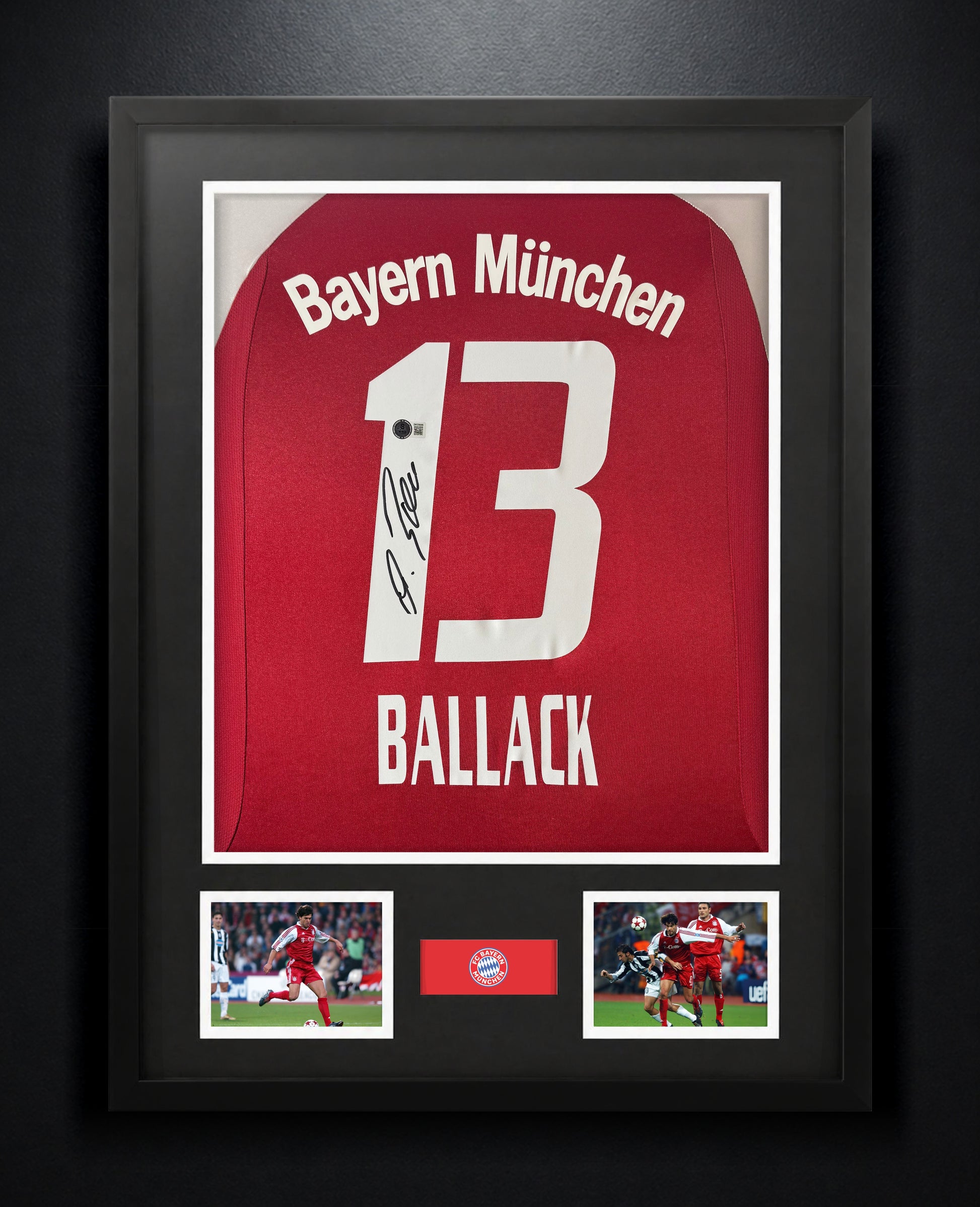 Michael Ballack Signed Bayern Munich Adidas Jersey Framed Beckett COA - Photo of frame