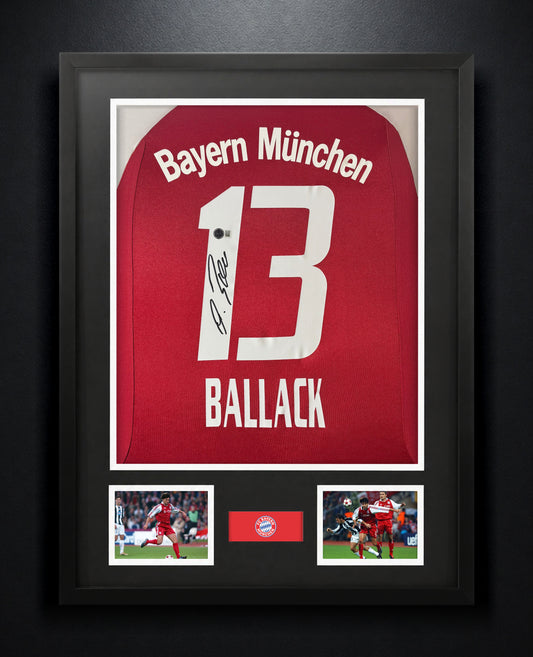Michael Ballack Signed Bayern Munich Adidas Jersey Framed Beckett COA - Photo of frame
