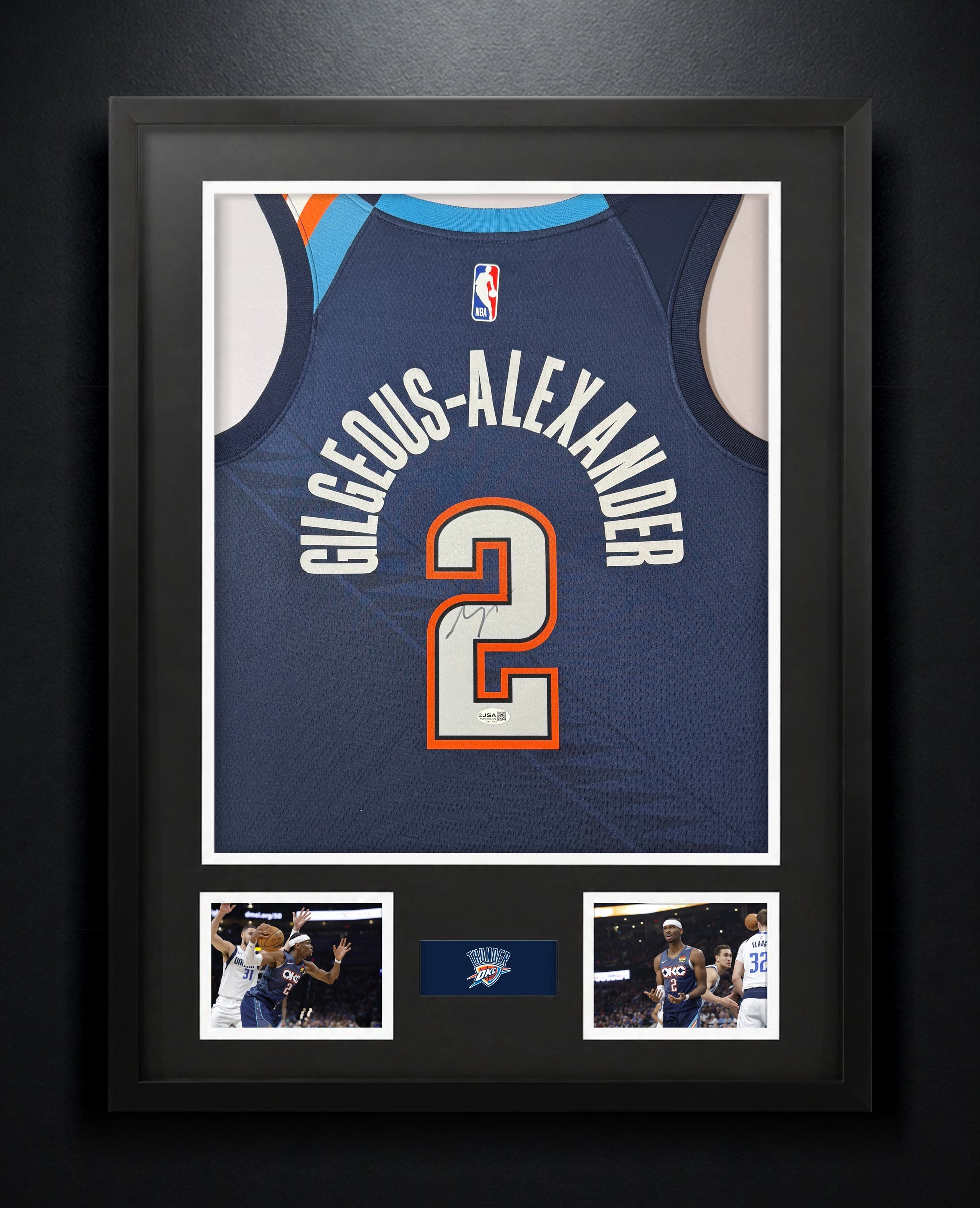 Shai Gilgeous-Alexander Signed Oklahoma City Thunder Nike Jersey Framed JSA COA - Photo of frame