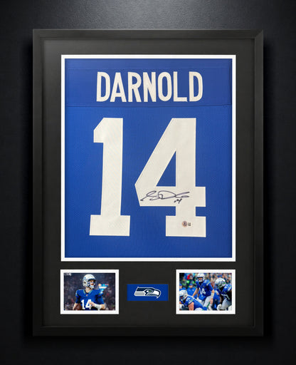 Sam Darnold Signed Seattle Seahawks Jersey Framed Beckett COA - Photo of frame