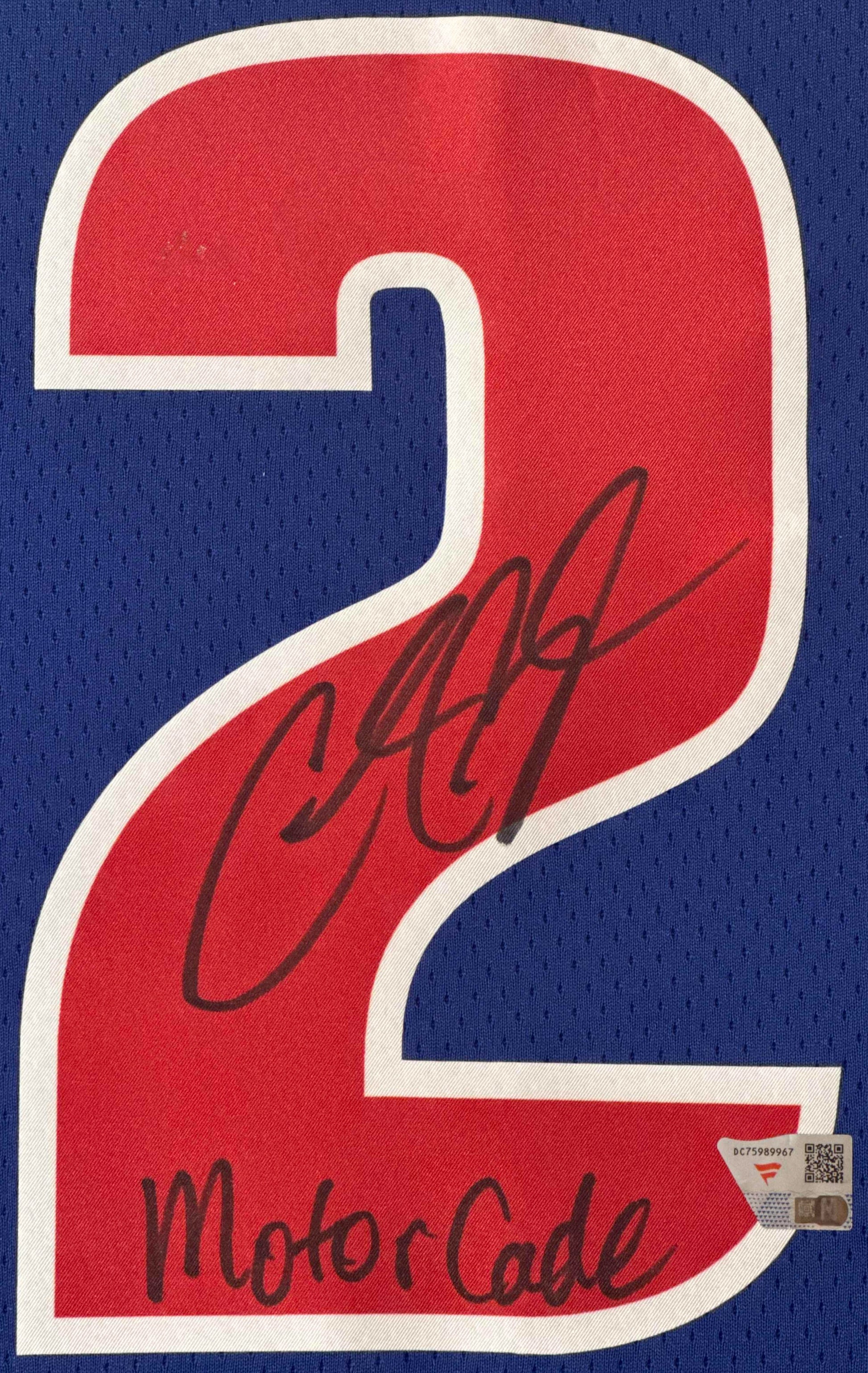 Cade Cunningham Signed Detroit Pistons Nike  Jersey Framed Fanatics COA INSCRIBED - Close up of Number