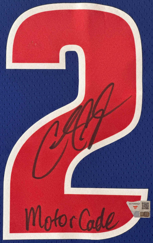 Cade Cunningham Signed Detroit Pistons Nike  Jersey Framed Fanatics COA INSCRIBED - Close up of Number