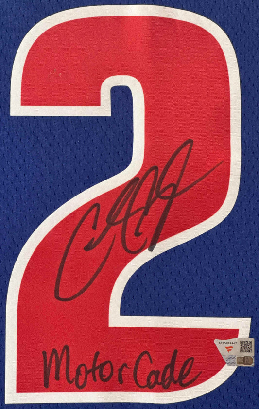 Cade Cunningham Signed Detroit Pistons Nike  Jersey Framed Fanatics COA INSCRIBED - Close up of Number