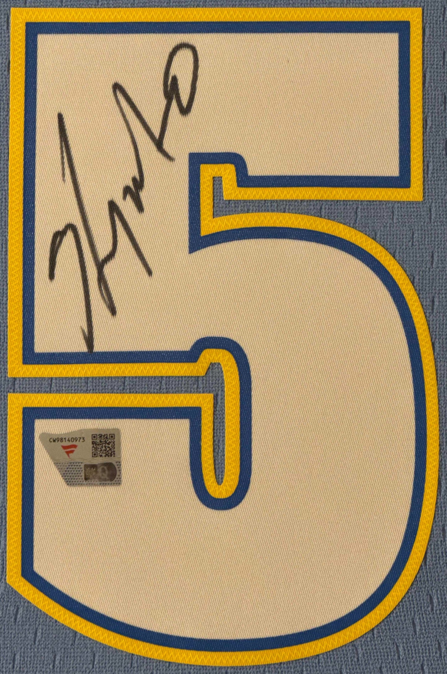 Carmelo Anthony Signed Denver Nuggets Mitchell & Ness Jersey Framed Fanatics COA - Close up of Number