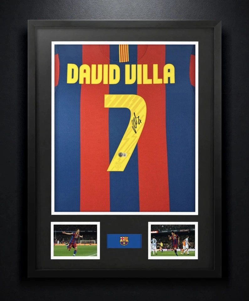 Neymar X Villa X Pirlo Signed Framed Jerseys Bundle PRIVATE